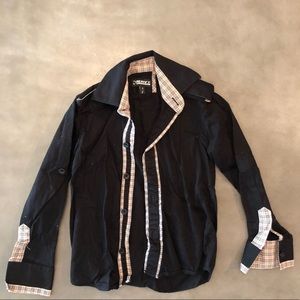 Burberry style boys button front shirt